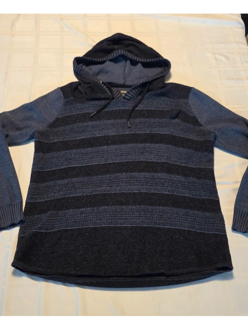 Vintage style Y2K Urban Pipeline Striped Knit Hoodie Sweater - skater size xl